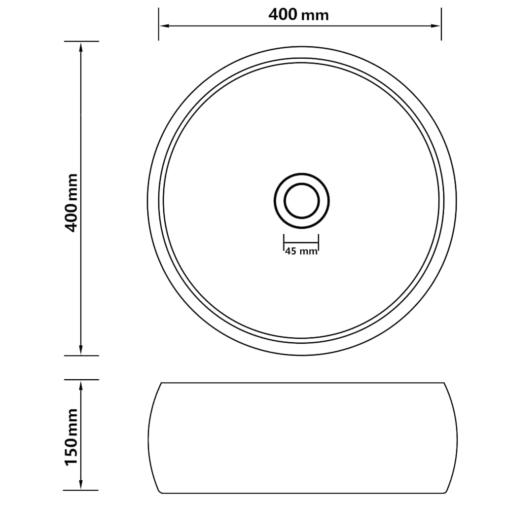 luksuriøs håndvask 40x15 cm rund keramik mat cremefarvet