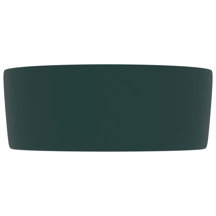luksuriøs håndvask 40x15 cm rund keramik mat mørkegrøn