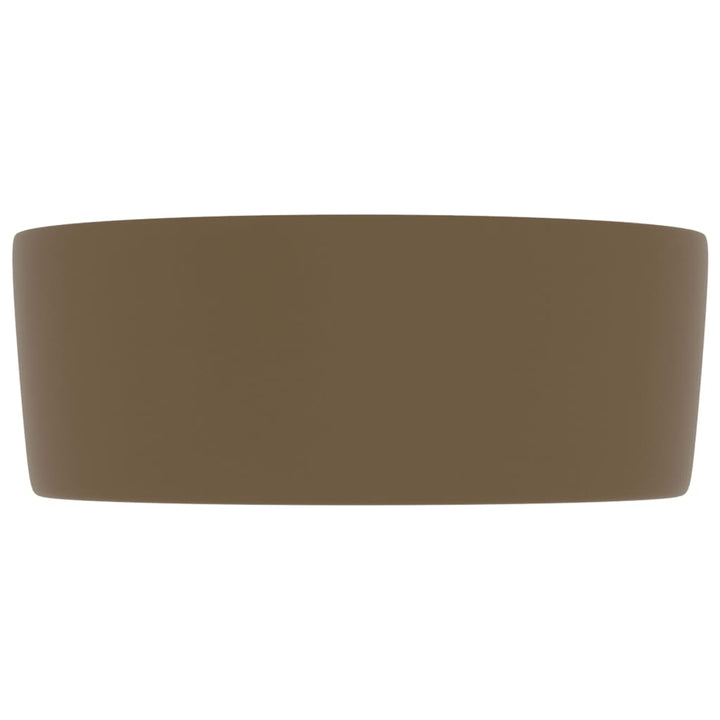 luksuriøs håndvask 40x15 cm rund keramik mat cremefarvet
