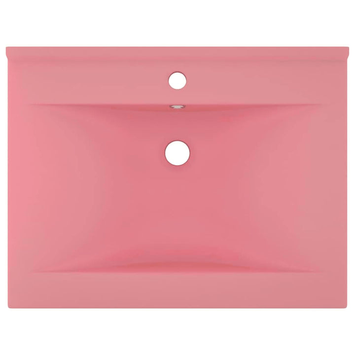 luksuriøs håndvask med vandhanehul 60x46 cm keramisk mat pink