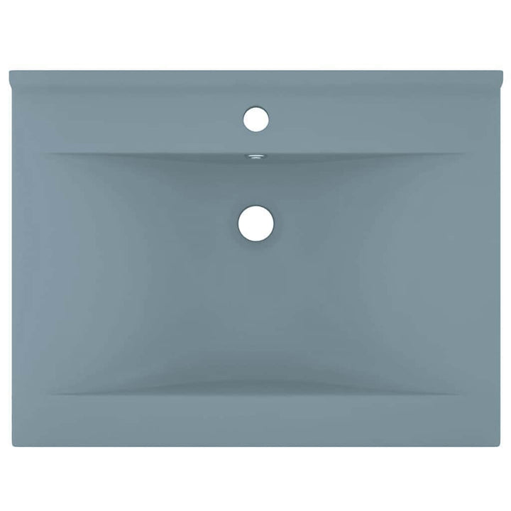 luksuriøs håndvask m. vandhanehul 60x46 cm keramisk mat lyseblå