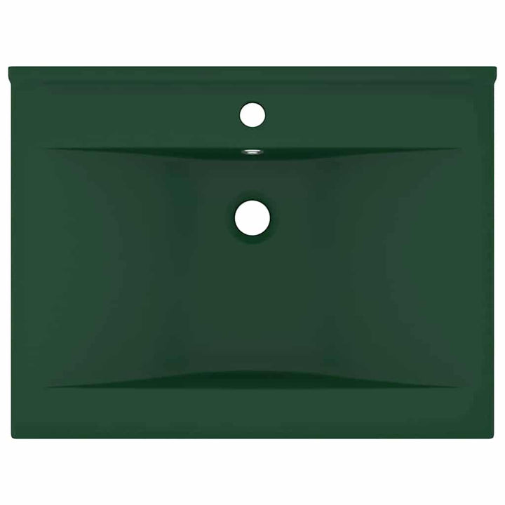 luksuriøs håndvask vandhanehul 60x46 cm keramik mat mørkegrøn
