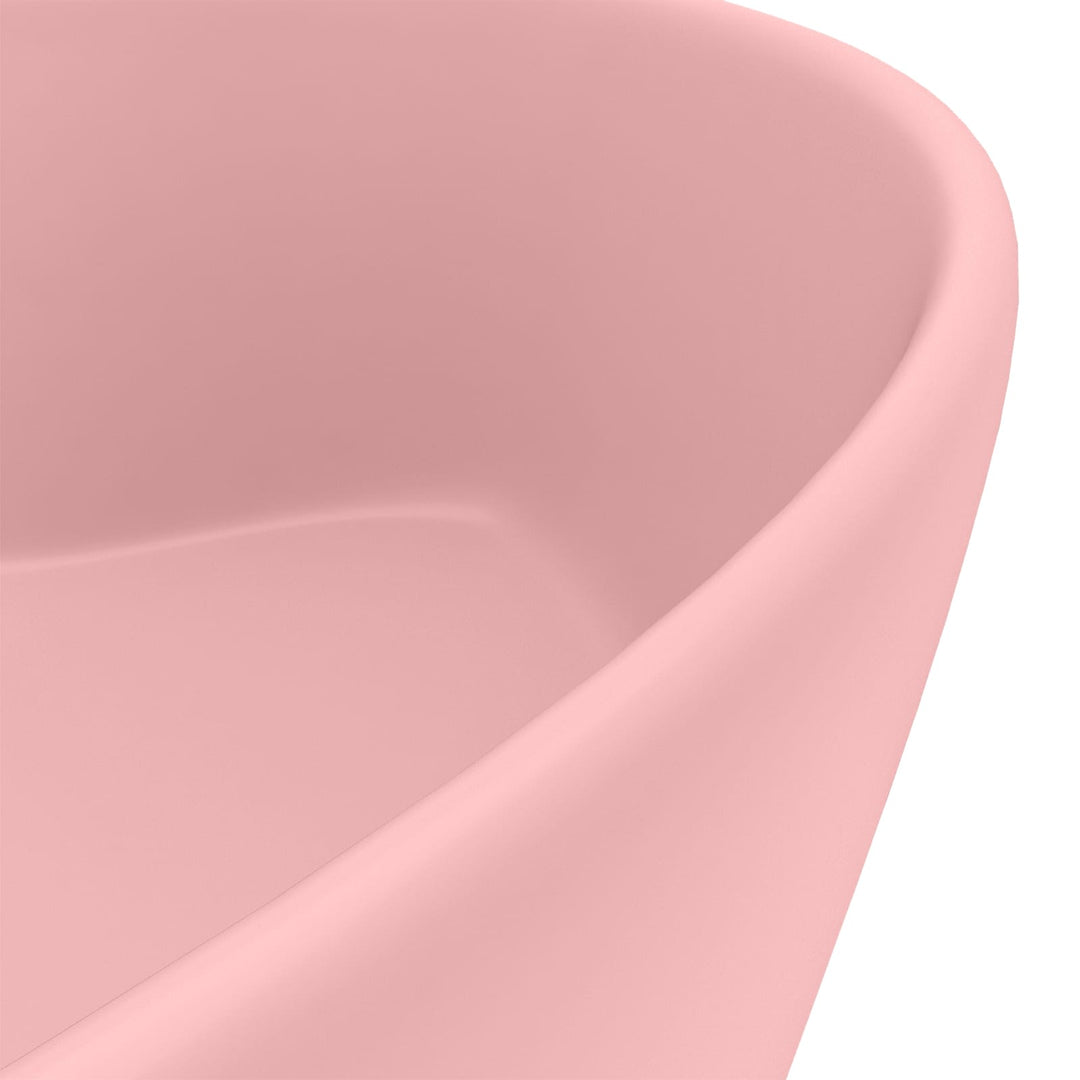 luksuriøs håndvask med overløb 36x13 cm keramik mat pink