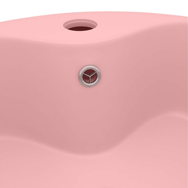 luksuriøs håndvask med overløb 36x13 cm keramik mat pink