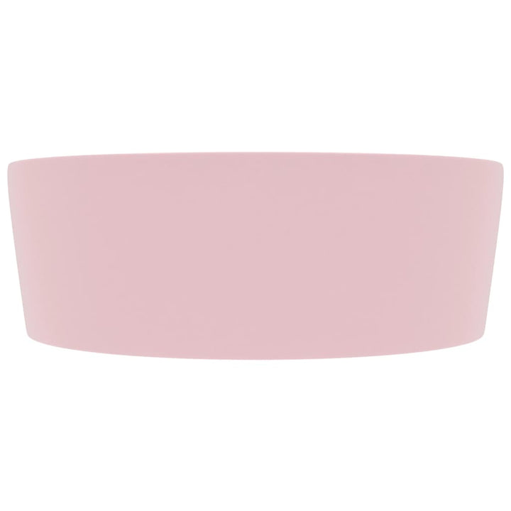 luksuriøs håndvask med overløb 36x13 cm keramik mat pink