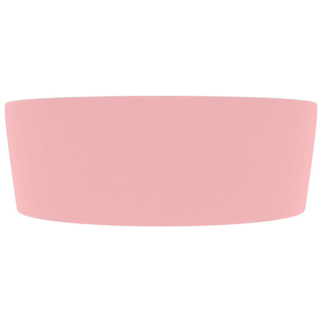 luksuriøs håndvask med overløb 36x13 cm keramik mat pink