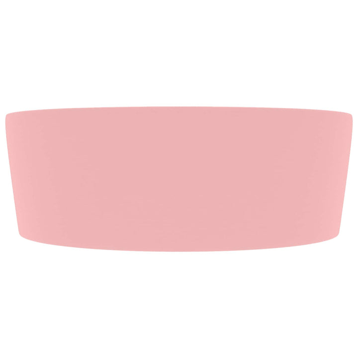 luksuriøs håndvask med overløb 36x13 cm keramik mat pink