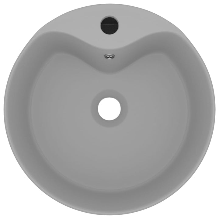 luksuriøs håndvask med overløb 36x13 cm keramik mat lysegrå
