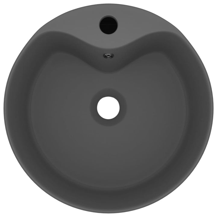 luksuriøs håndvask med overløb 36x13 cm keramik mat mørkegrå