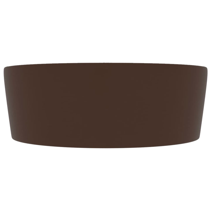 luksuriøs håndvask med overløb 36x13 cm keramik mat mørkebrun