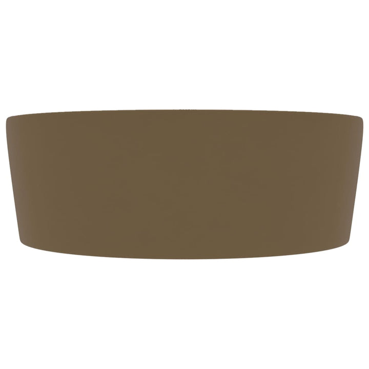 luksuriøs håndvask med overløb 36x13 cm keramik mat cremefarvet