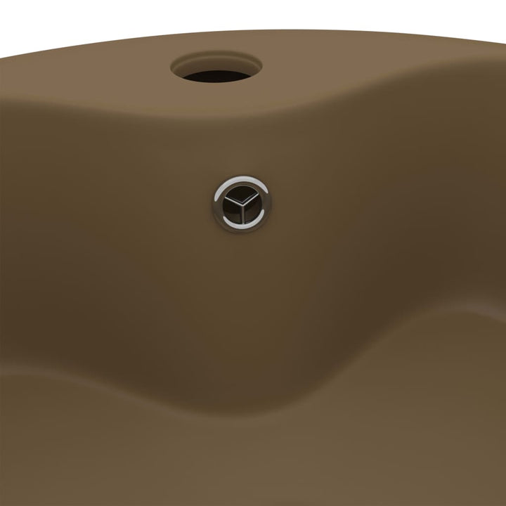 luksuriøs håndvask med overløb 36x13 cm keramik mat cremefarvet