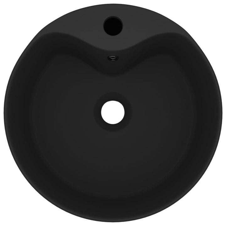 luksuriøs håndvask med overløb 36x13 cm keramik mat sort