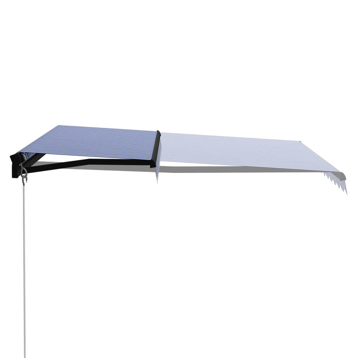 foldemarkise manuel betjening 300x250 cm blå og hvid