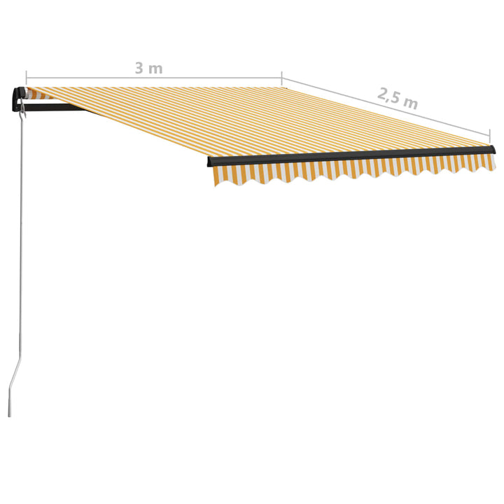 foldemarkise manuel betjening 300x250 cm gul og hvid