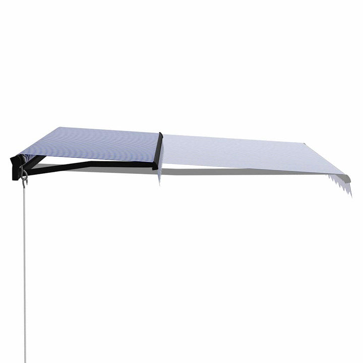 foldemarkise manuel betjening 350x250 cm blå og hvid