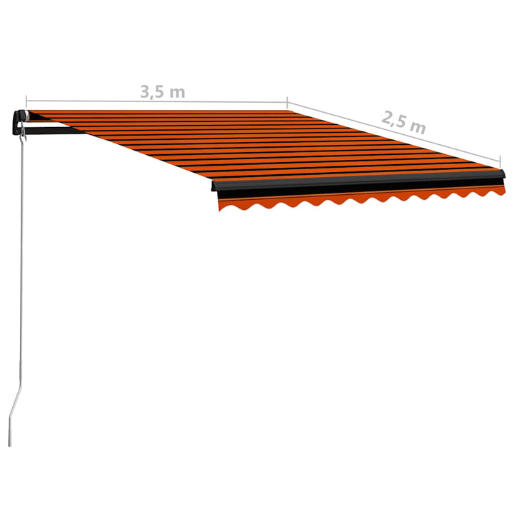 foldemarkise med manuel betjening 350x250 cm orange og brun
