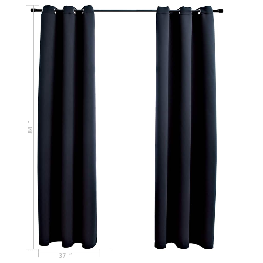 mørklægningsgardiner med ringe 2 stk. sort 97x213 cm stof