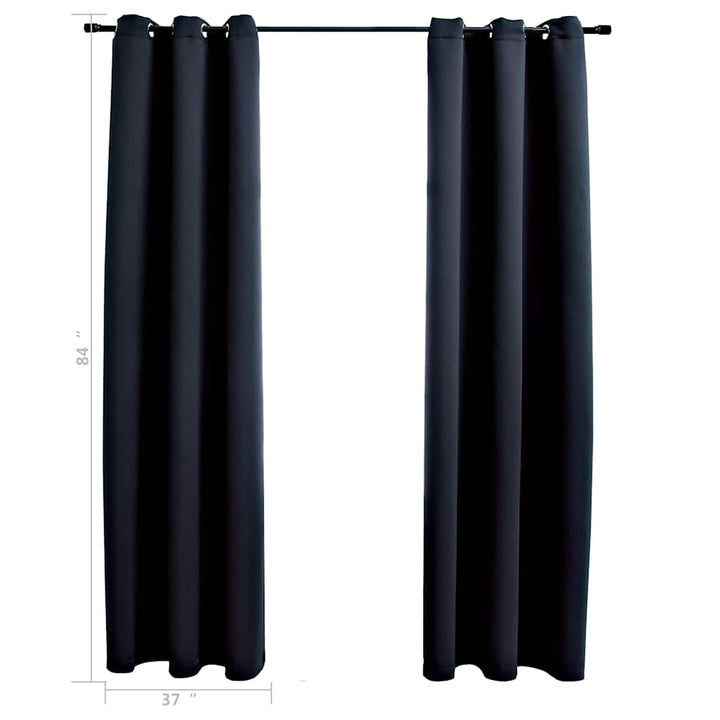mørklægningsgardiner med ringe 2 stk. sort 97x213 cm stof