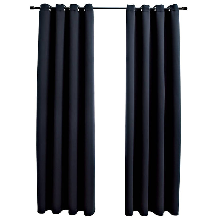 mørklægningsgardiner med ringe 2 stk. sort 137x213 cm stof
