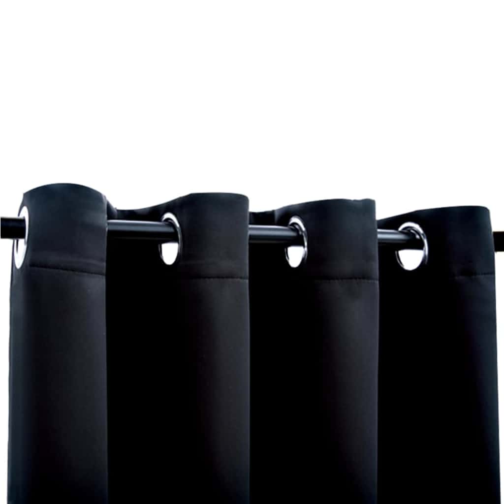 mørklægningsgardiner med ringe 2 stk. sort 137x213 cm stof