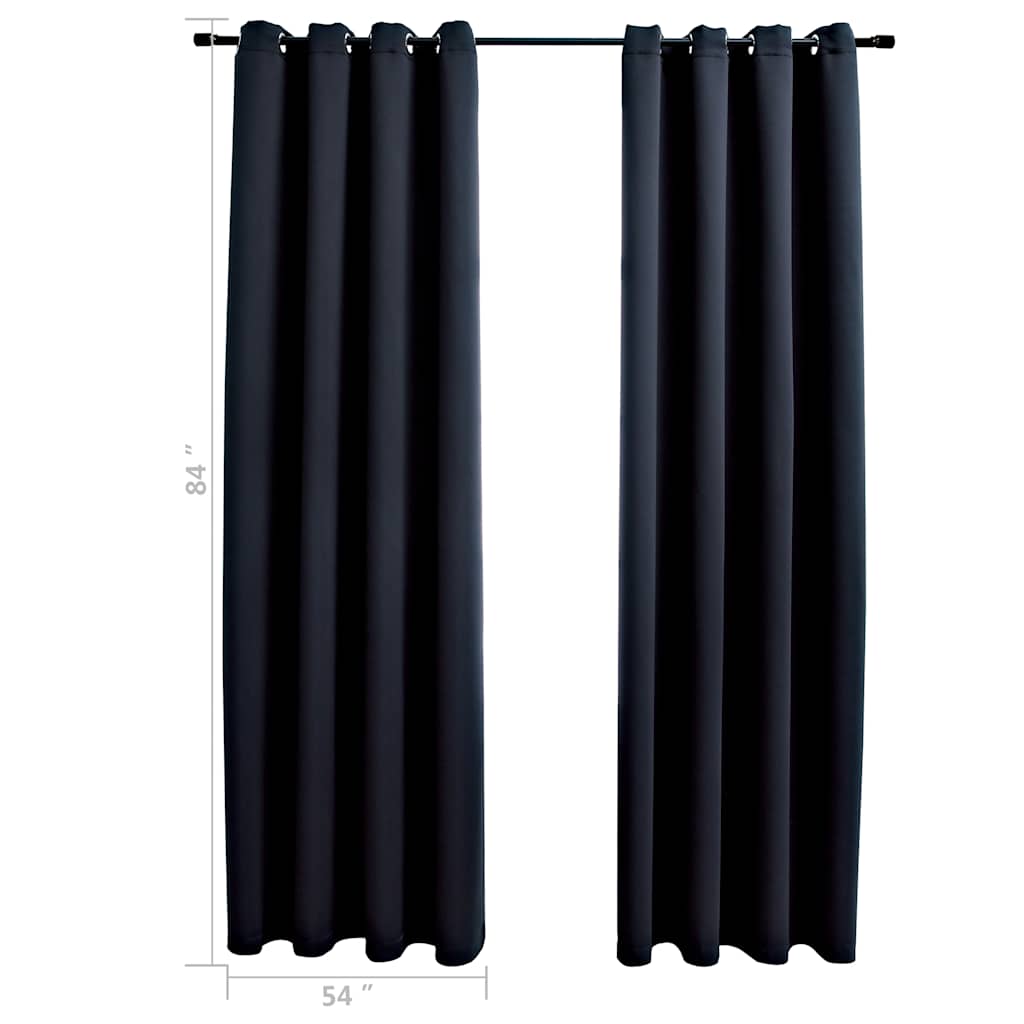 mørklægningsgardiner med ringe 2 stk. sort 137x213 cm stof