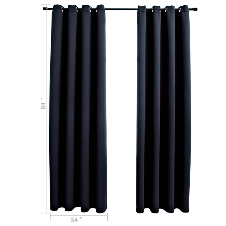 mørklægningsgardiner med ringe 2 stk. sort 137x213 cm stof