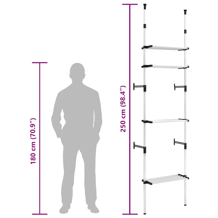 teleskopisk garderobesystem med hylder aluminium