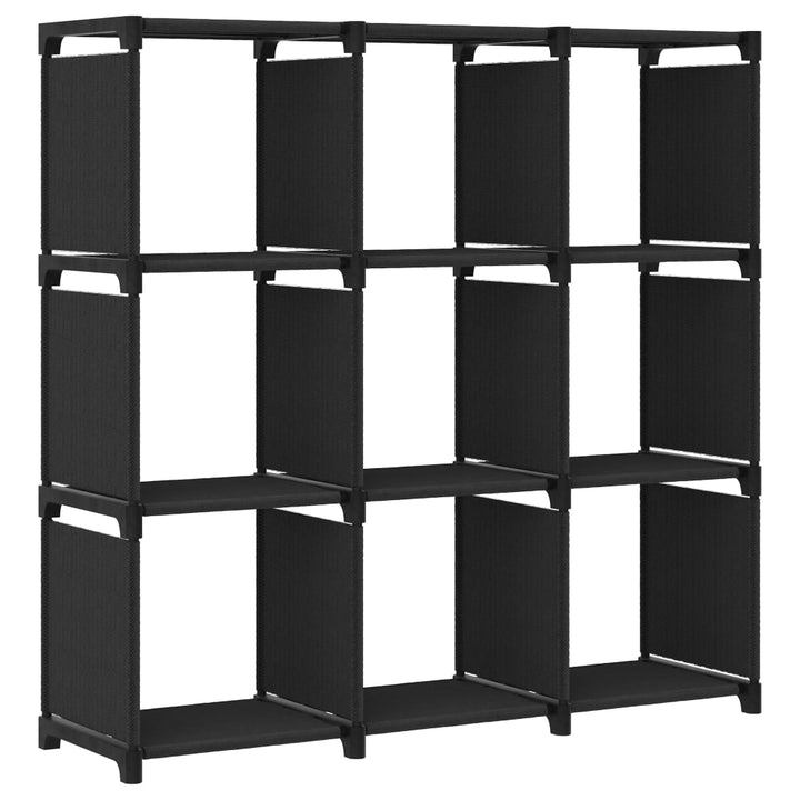 reol med 9 rum 103x30x107,5 cm stof sort