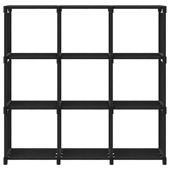 reol med 9 rum 103x30x107,5 cm stof sort