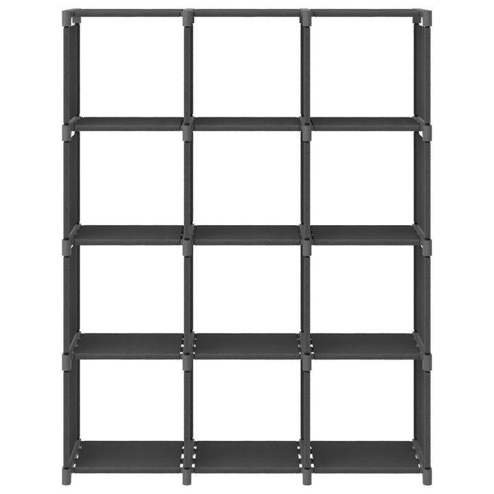 displayreol med 12 kubeformede rum 103x30x141 cm stof grå