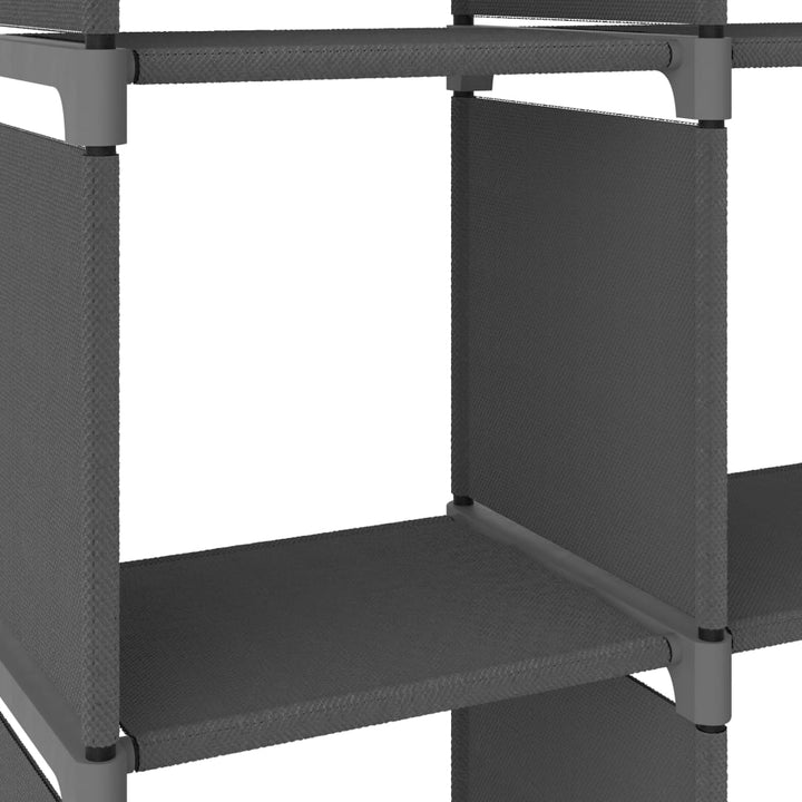 displayreol med 12 kubeformede rum 103x30x141 cm stof grå