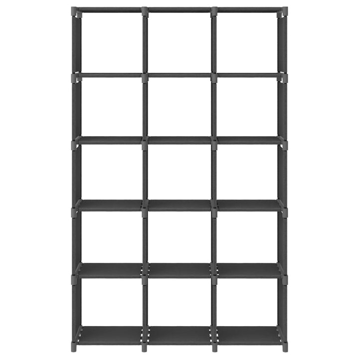 reol med 15 rum 103x30x175,5 cm stof grå