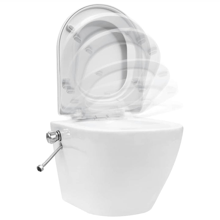 væghængt toilet uden kant og med skjult cisterne keramik hvid