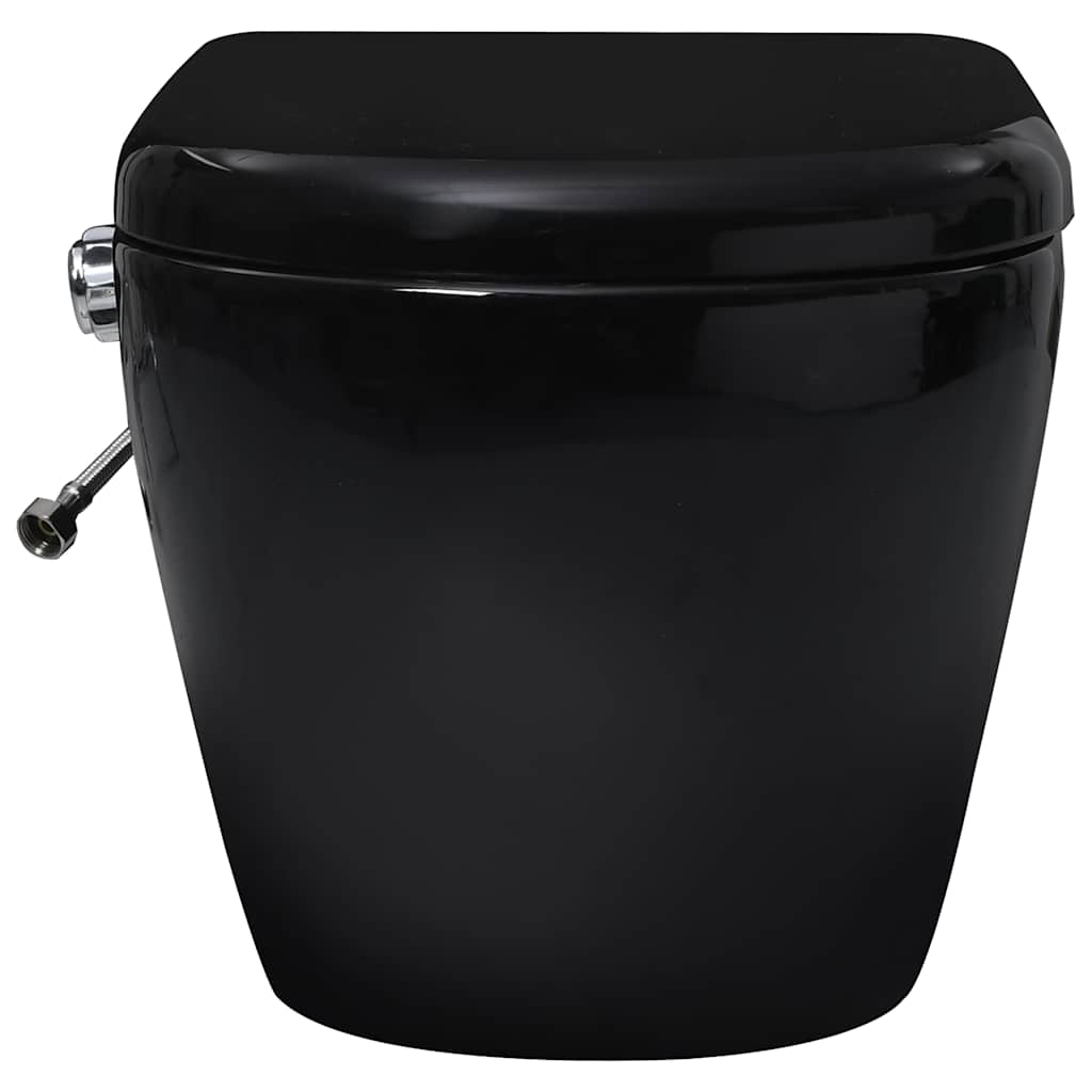 væghængt toilet uden kant og med skjult cisterne keramik sort