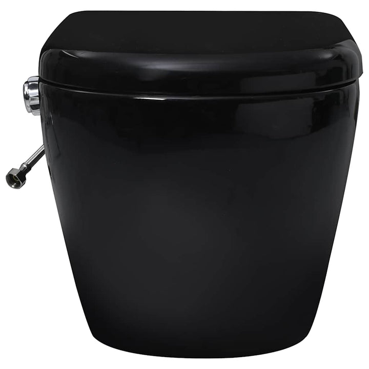 væghængt toilet uden kant og med skjult cisterne keramik sort