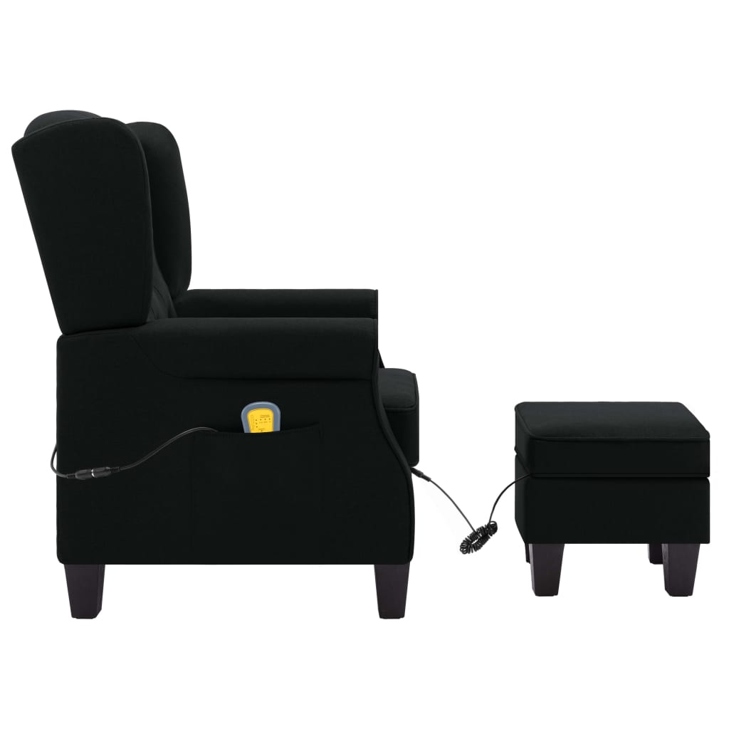 massagestol med fodskammel stof sort