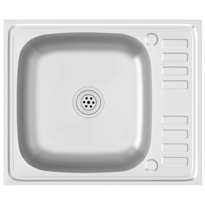 køkkenvask med afløbssæt 600x500x155 mm rustfrit stål sølv