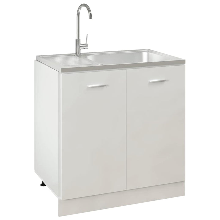 køkkenvask med afløbssæt 800x500x155 mm rustfrit stål sølv