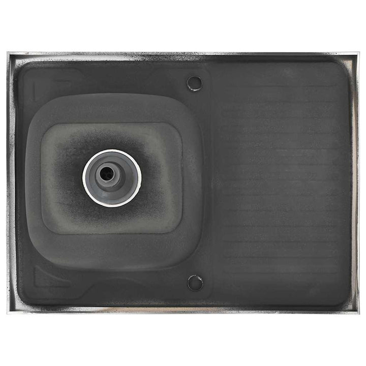 køkkenvask med afløbssæt 800x600x155 mm rustfrit stål sølv