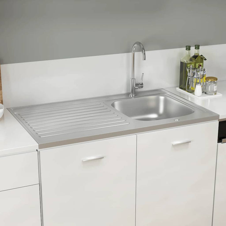 køkkenvask med afløbssæt 1000x600x155 mm rustfrit stål sølv