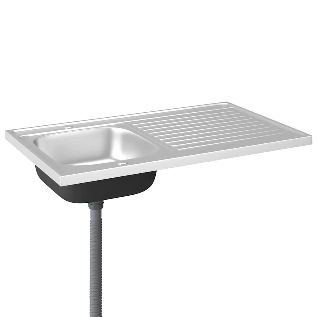 køkkenvask med afløbssæt 1000x600x155 mm rustfrit stål sølv