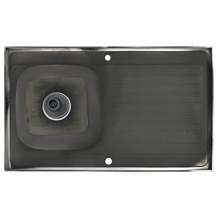 køkkenvask med afløbssæt 1000x600x155 mm rustfrit stål sølv