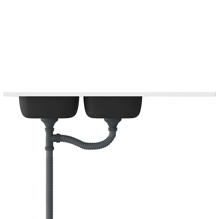køkkenvask med 2 bassiner 1200x500x155 mm rustfrit stål sølv