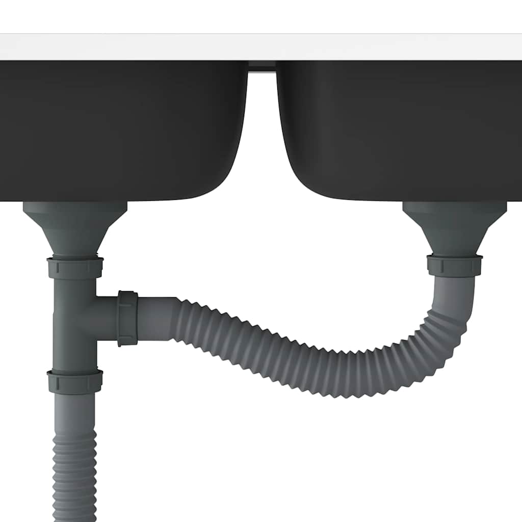 køkkenvask med 2 bassiner 1200x600x155 mm rustfrit stål sølv