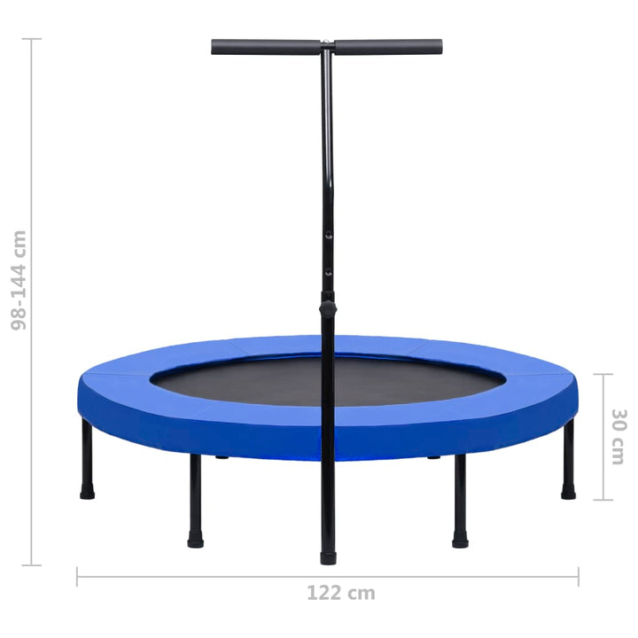fitnesstrampolin med håndtag og sikkerhedspude 122 cm