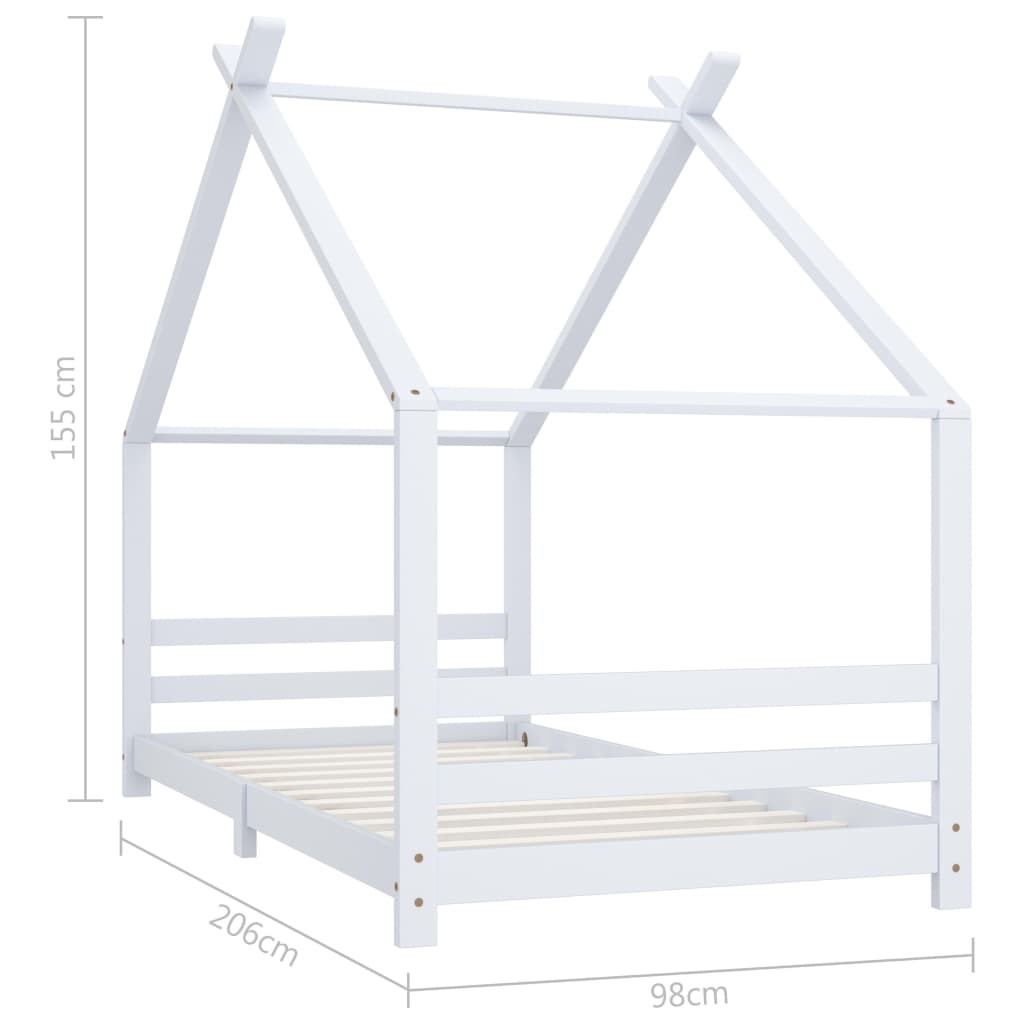 sengestel til børneseng 90x200 cm massivt fyrretræ hvid