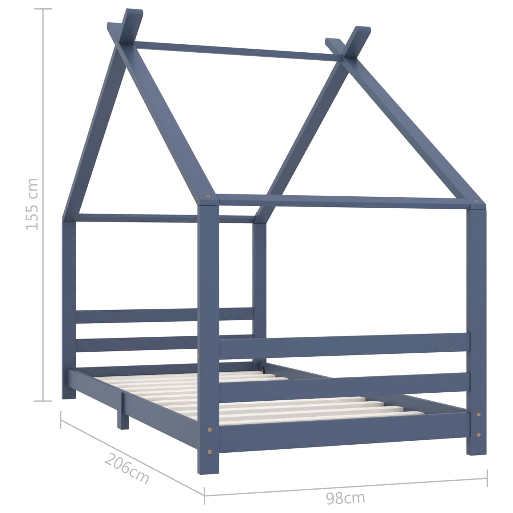 sengestel til børneseng 90x200 cm massivt fyrretræ grå