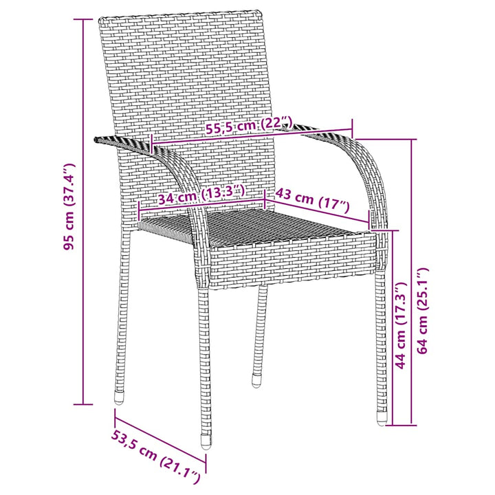 stabelbare havestole 4 stk. polyrattan brun
