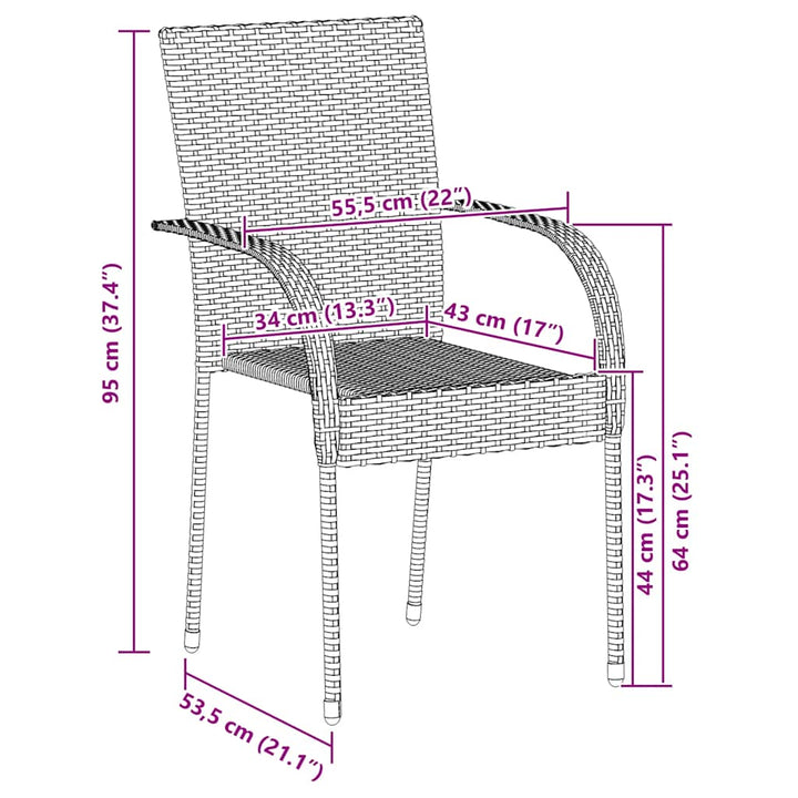 havestole 4 stk. stabelbare polyrattan sort